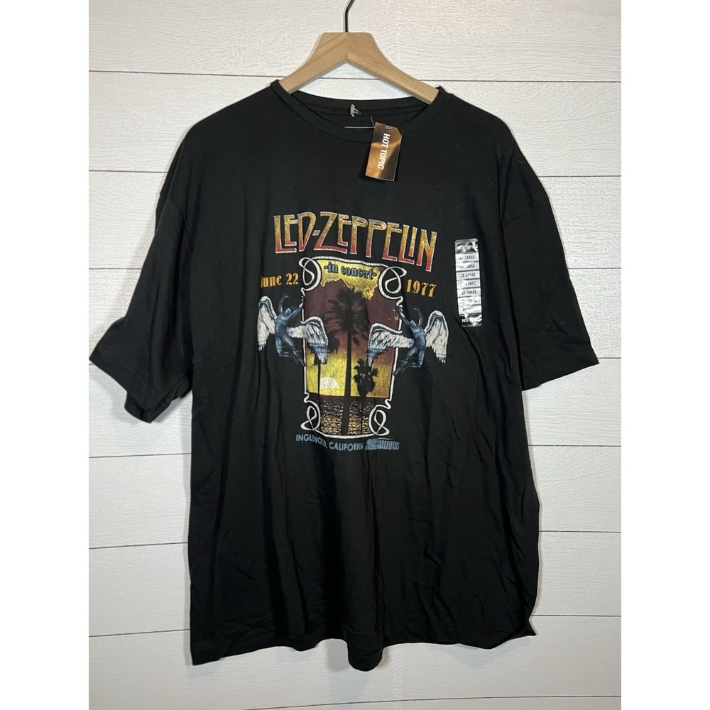 Led Zeppelin 2XL Hot Topic Black T Shirt 1977 Concert Inglewood California